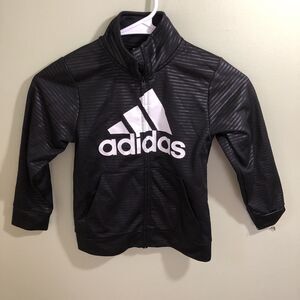 Adidas Boys Sweatshirt Full Zip Up Black Size 5